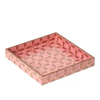 DULI Enamel Coated Multipurpose Tray in MDF | Serving Tray for Home  Dining Table | Multipurpose Tray | Water  Heat Resistant Durable (Pink Emboss (10x10))-thumb3