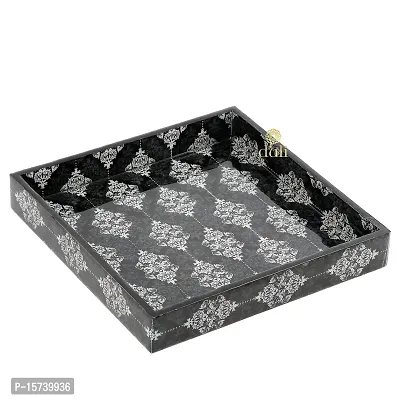 DULI Enamel Coated Multipurpose Tray in MDF | Serving Tray for Home  Dining Table | Multipurpose Tray | Water  Heat Resistant Durable (BlackWhiteFloral)-thumb2