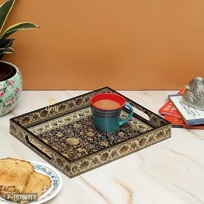 DULI Enamel Coated Multipurpose Tray in MDF | Serving Tray for Home  Dining Table | Multipurpose Tray | Water  Heat Resistant Durable (Jamawaar)