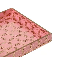 DULI Enamel Coated Multipurpose Tray in MDF | Serving Tray for Home  Dining Table | Multipurpose Tray | Water  Heat Resistant Durable (Pink Emboss (10x10))-thumb2