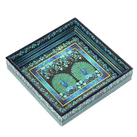 DULI Enamel Coated Multipurpose Tray in MDF | Serving Tray for Home  Dining Table | Multipurpose Tray | Water  Heat Resistant Durable (8x8Tray: 2Peacocks)-thumb1