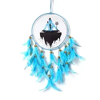 DULI Dream Catcher Handmade Canvas Dreamcatcher for Bedrooms Office Balcony Outdoors Garden Car Hanging, 49cm, Dreamkacher (CanvasDCPastelBlue: Blue-BlackShivJi)-thumb1