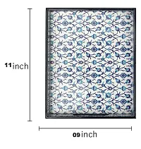 DULI Enamel Coated Multipurpose Tray in MDF | Serving Tray for Home  Dining Table | Multipurpose Tray | Water  Heat Resistant Durable (BlueMoroccan)-thumb2