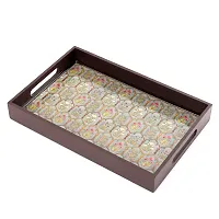 DULI Deco Painted Enamel Coated Multipurpose Tray in MDF | Serving Tray for Home  Dining Table | Multipurpose Tray | Water  Heat Resistant Durable (DECOTray-FloralJharokha(12x8))-thumb1