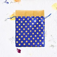 MEHER COLLECTION Women's Polka Dot Potli Bags for Return Gifts Wedding Gift for mom Potli Purse Gift Bags Fancy Potli bag Diwali Potli Karwachauth Potli - Medium 17cm x 23cm (Pack of 5, Navy blue)-thumb4