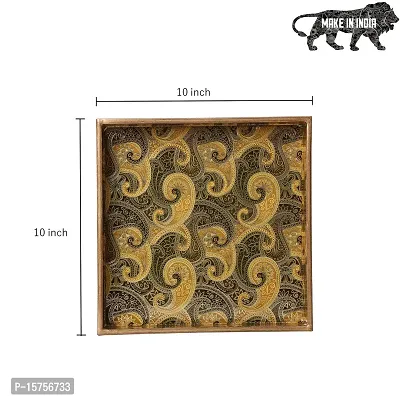 DULI Enamel Coated Multipurpose Tray in MDF | Serving Tray for Home  Dining Table | Multipurpose Tray | Water  Heat Resistant Durable (Paisley (10x10))-thumb2