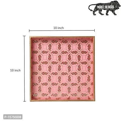 DULI Enamel Coated Multipurpose Tray in MDF | Serving Tray for Home  Dining Table | Multipurpose Tray | Water  Heat Resistant Durable (Pink Emboss (10x10))-thumb2