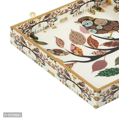 DULI Enamel Coated Multipurpose Tray in MDF | Serving Tray for Home  Dining Table | Multipurpose Tray | Water  Heat Resistant Durable (Birds)-thumb4