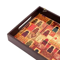 DULI Deco Painted Enamel Coated Multipurpose Tray in MDF | Serving Tray for Home  Dining Table | Multipurpose Tray | Water  Heat Resistant Durable (DECOTray-Jharokha(12x8))-thumb3