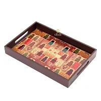 DULI Deco Painted Enamel Coated Multipurpose Tray in MDF | Serving Tray for Home  Dining Table | Multipurpose Tray | Water  Heat Resistant Durable (DECOTray-Jharokha(12x8))-thumb1