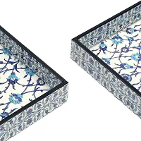 DULI Enamel Coated Multipurpose Tray in MDF | Serving Tray for Home  Dining Table | Multipurpose Tray | Water  Heat Resistant Durable (12x12Tray: BlueMoroccon)-thumb2