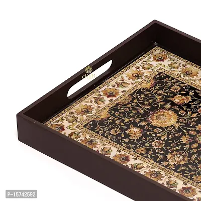 DULI Deco Painted Enamel Coated Multipurpose Tray in MDF | Serving Tray for Home  Dining Table | Multipurpose Tray | Water  Heat Resistant Durable (DECOTray-Jamawaar(14x10))-thumb3