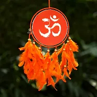 DULI Dream Catcher Handmade OM Wall Hanging OM Canvas Dreamcatcher for Bedrooms Office Balcony Outdoors Garden Car Hanging, 49cm, Dreamkacher (Canvas OM MediumDC-Orange)-thumb1