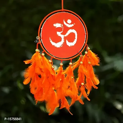 DULI Dream Catcher Handmade OM Wall Hanging OM Canvas Dreamcatcher for Bedrooms Office Balcony Outdoors Garden Car Hanging, 49cm, Dreamkacher (Canvas OM MediumDC-Orange)-thumb2