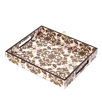 DULI Enamel Coated Multipurpose Tray in MDF | Serving Tray for Home  Dining Table | Multipurpose Tray | Water  Heat Resistant Durable (BrownFlowers)-thumb1