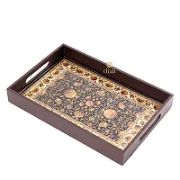 DULI Deco Painted Enamel Coated Multipurpose Tray in MDF | Serving Tray for Home  Dining Table | Multipurpose Tray | Water  Heat Resistant Durable (DECOTray-Jamawaar(12x8))-thumb1