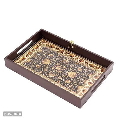 DULI Deco Painted Enamel Coated Multipurpose Tray in MDF | Serving Tray for Home  Dining Table | Multipurpose Tray | Water  Heat Resistant Durable (DECOTray-Jamawaar(12x8))-thumb2