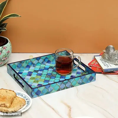 DULI Enamel Coated Multipurpose Tray in MDF | Serving Tray for Home  Dining Table | Multipurpose Tray | Water  Heat Resistant Durable (BlueDrops 11x9)