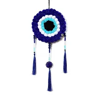 DULI Round Pompom Yinyang Wall Hanging Dream Catcher Handmade Wall Art for Bedrooms, Office, Balcony, Outdoors, Garden, Home Wall, Car Hanging, Dreamcatcher (RoundPompom: Evileye)-thumb1