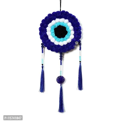 DULI Round Pompom Yinyang Wall Hanging Dream Catcher Handmade Wall Art for Bedrooms, Office, Balcony, Outdoors, Garden, Home Wall, Car Hanging, Dreamcatcher (RoundPompom: Evileye)-thumb2