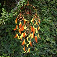 DULI Big Orange and Yellow Dream catcher Wall Hanging for Home Decoration Dreamcatcher Feather Hanging Decorative-thumb1