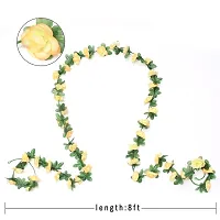 DULI Artificial Rose Creeper Vine with Cream Flowers Garland for Home and Party Decoration-thumb3