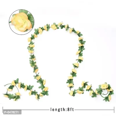 DULI Artificial Rose Creeper Vine with Cream Flowers Garland for Home and Party Decoration-thumb4