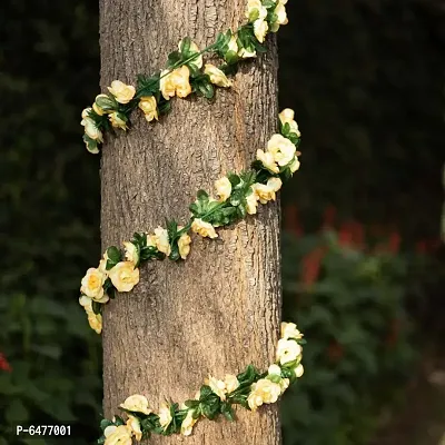 DULI Artificial Rose Creeper Vine with Cream Flowers Garland for Home and Party Decoration - Pack of 2