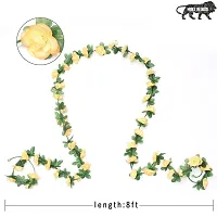 DULI Artificial Rose Creeper Vine with Cream Flowers Garland for Home and Party Decoration - Pack of 2-thumb1