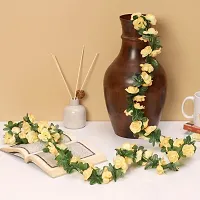 DULI Artificial Rose Creeper Vine with Cream Flowers Garland for Home and Party Decoration - Pack of 2-thumb2