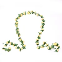 DULI Artificial Rose Creeper Vine with Cream Flowers Garland for Home and Party Decoration - Pack of 2-thumb4