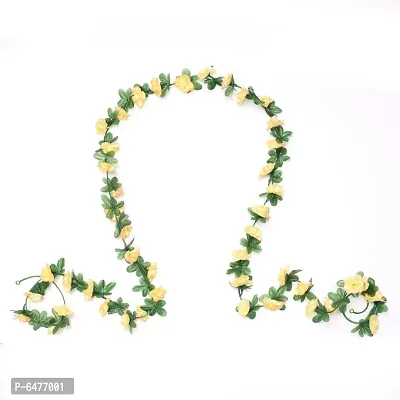 DULI Artificial Rose Creeper Vine with Cream Flowers Garland for Home and Party Decoration - Pack of 2-thumb5