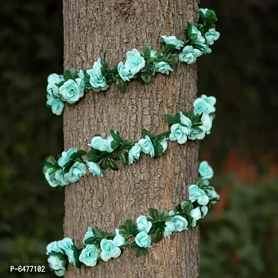 DULI Artificial Rose Creeper Vine with Blue Flowers Garland for Home and Party Decoration - Pack of 2-thumb0