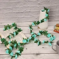 DULI Artificial Rose Creeper Vine with Blue Flowers Garland for Home and Party Decoration - Pack of 2-thumb3