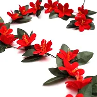 DULI Artificial Red Lily Flower Creeper Vine with Green Leaves Hanging Bale Flowers for Home and Party Decoration-thumb2