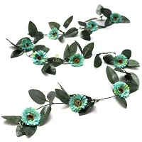 DULI Artificial Flower Vine Garland with Blue Gerbera Daisy Flowers for Home and Party Decoration-thumb1