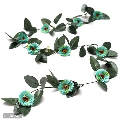 DULI Artificial Flower Vine Garland with Blue Gerbera Daisy Flowers for Home and Party Decoration-thumb2