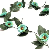 DULI Artificial Flower Vine Garland with Blue Gerbera Daisy Flowers for Home and Party Decoration-thumb2