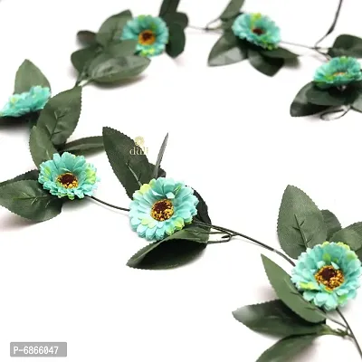 DULI Artificial Flower Vine Garland with Blue Gerbera Daisy Flowers for Home and Party Decoration-thumb3