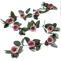 DULI Artificial Flower Vine Garland with Purple Gerbera Daisy Flowers for Home and Party Decoration-thumb1