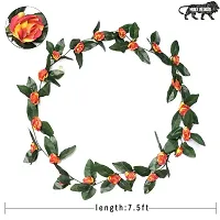 DULI Artificial Flower Vine Garland with Orange  Yellow Velvet Roses for Home and Party Decoration-thumb1
