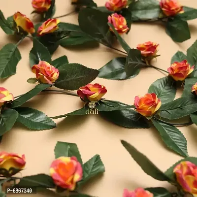 DULI Artificial Flower Vine Garland with Orange  Yellow Velvet Roses for Home and Party Decoration-thumb4