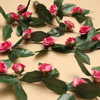 DULI Artificial Flower Vine Garland with Pink Velvet Roses for Home and Party Decoration-thumb1