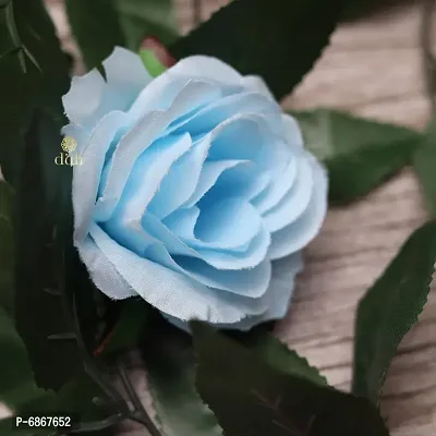 DULI Artificial Rose Creeper Vine with Blue Flowers and Green Leaves Garland for Home and Party Decoration-thumb4