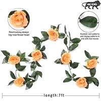 DULI Artificial Rose Creeper Vine with Peach Flowers and Green Leaves Garland for Home and Party Decoration-thumb1