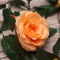 DULI Artificial Rose Creeper Vine with Peach Flowers and Green Leaves Garland for Home and Party Decoration-thumb3