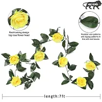 DULI Artificial Rose Creeper Vine with Yellow Flowers and Green Leaves Garland for Home and Party Decoration-thumb3