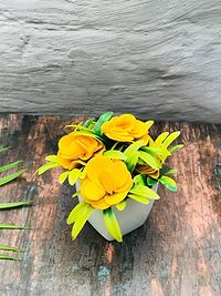 Artificial Red  Yellow Rose Flower Plant Pot for Home, Office, Table Decor-thumb2