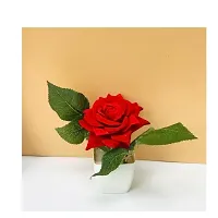 Artificial Red Rose Flower Plant Pot for Home, Office, Table Decor-thumb1