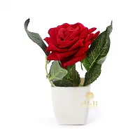 Artificial Red Rose Flower Plant Pot for Home, Office, Table Decor-thumb2